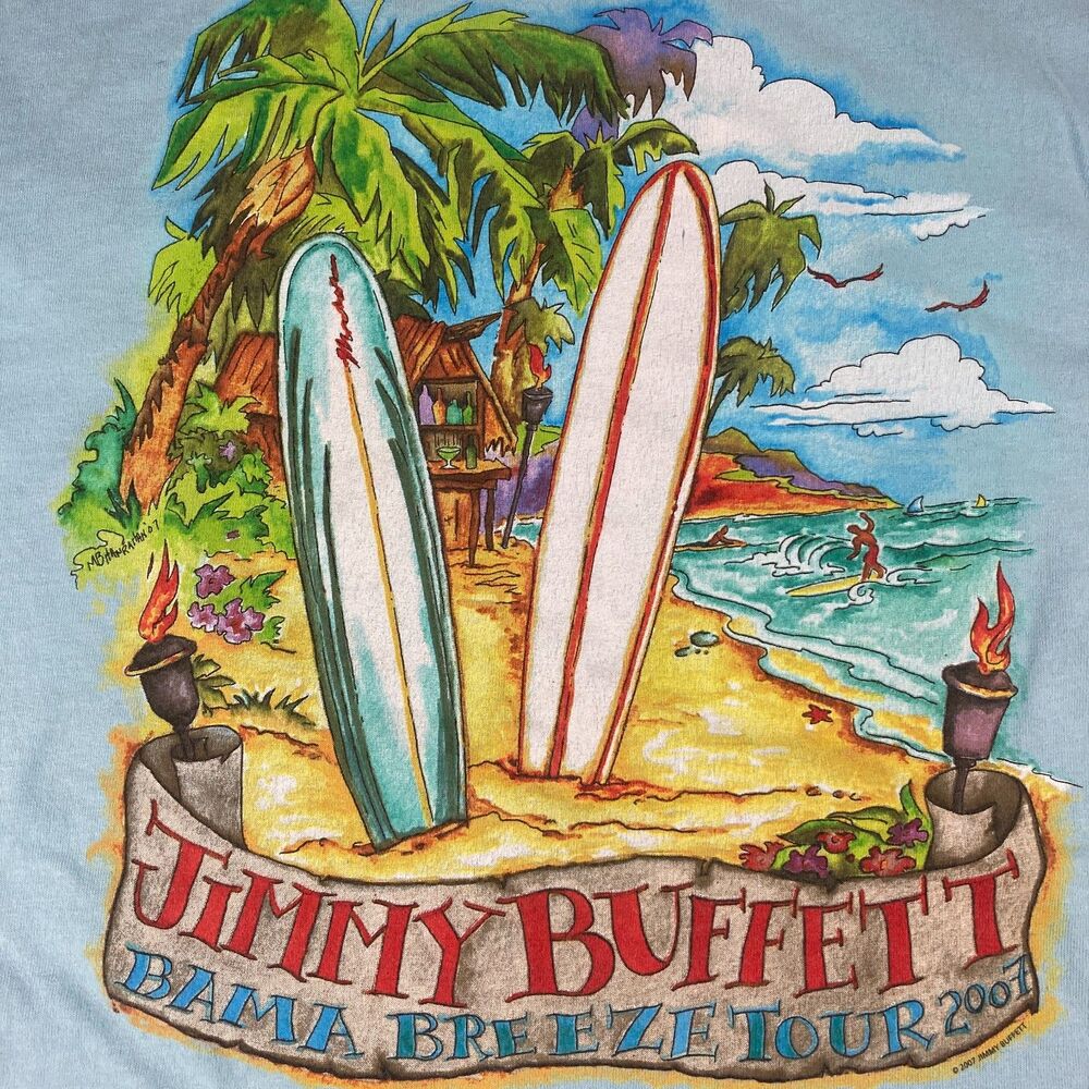 Jimmy Buffett Bama Breeze Tour 2007 Shirt Mens L Anvil Beach Surf Concert Tee